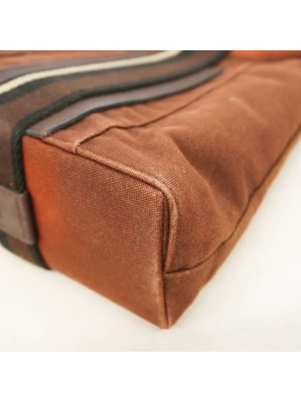 Hermes Tote Troca Horizontal PM Canvas Brown Silver